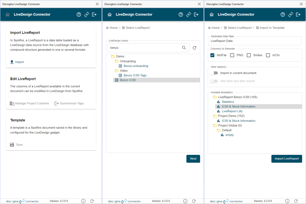 LiveDesign Connector Import LiveReport