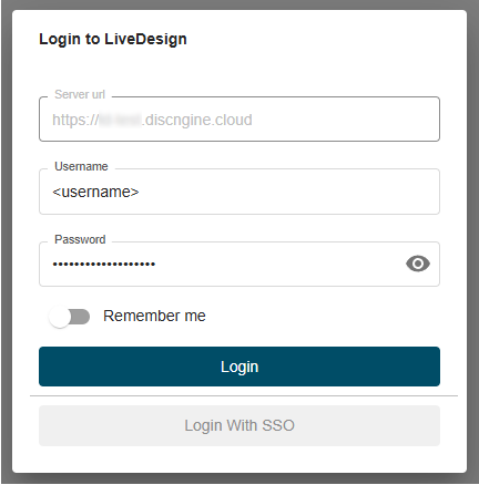 LiveDesign Connector Login with credentials