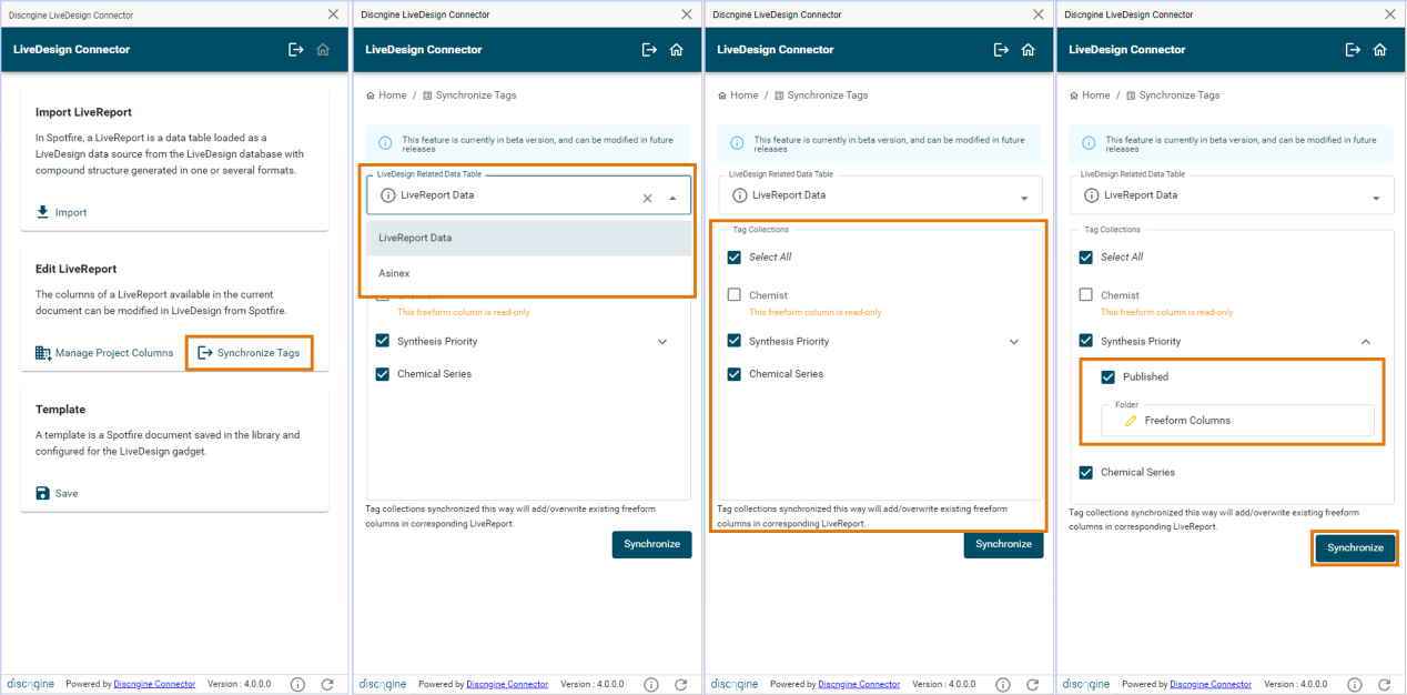 LiveDesign Connector Synchronize Tags