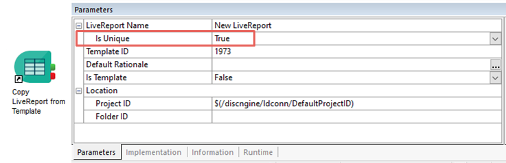 Copy LiveReport from Template Component