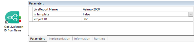Get LiveReport ID from Name Component
