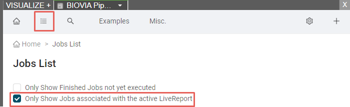 LiveDesign Gadget Jobs List Filtering