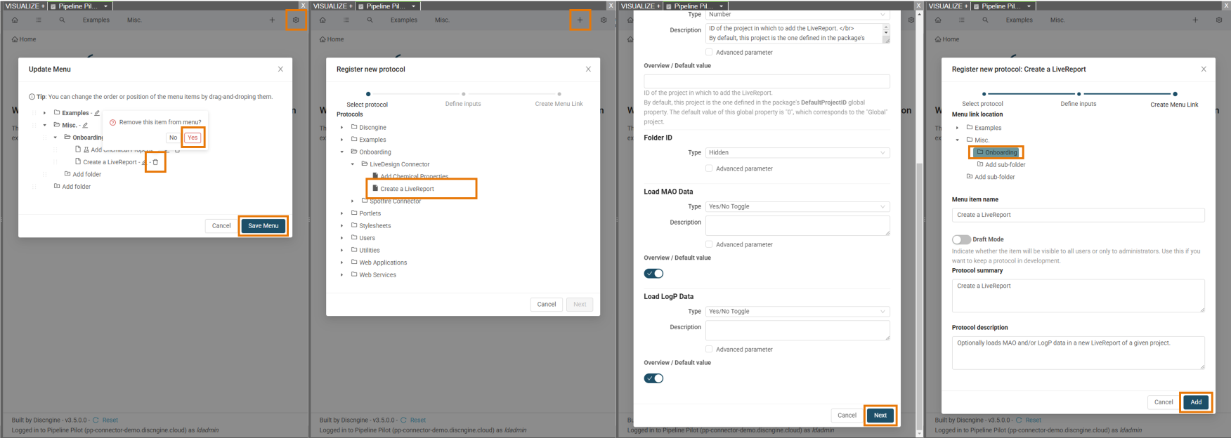 Register create LiveReport protocol