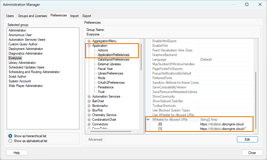 Spotfire Application preferences
