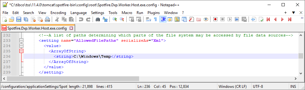 Configuration Section To Modify