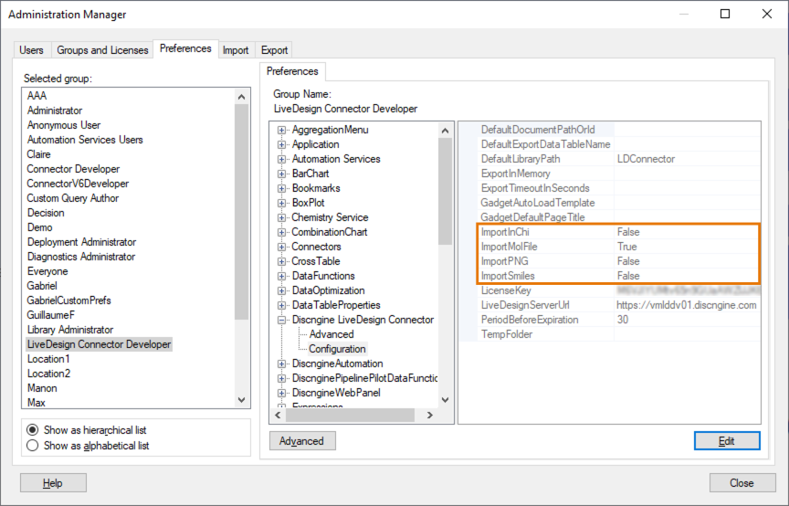 Structure Columns in Preference