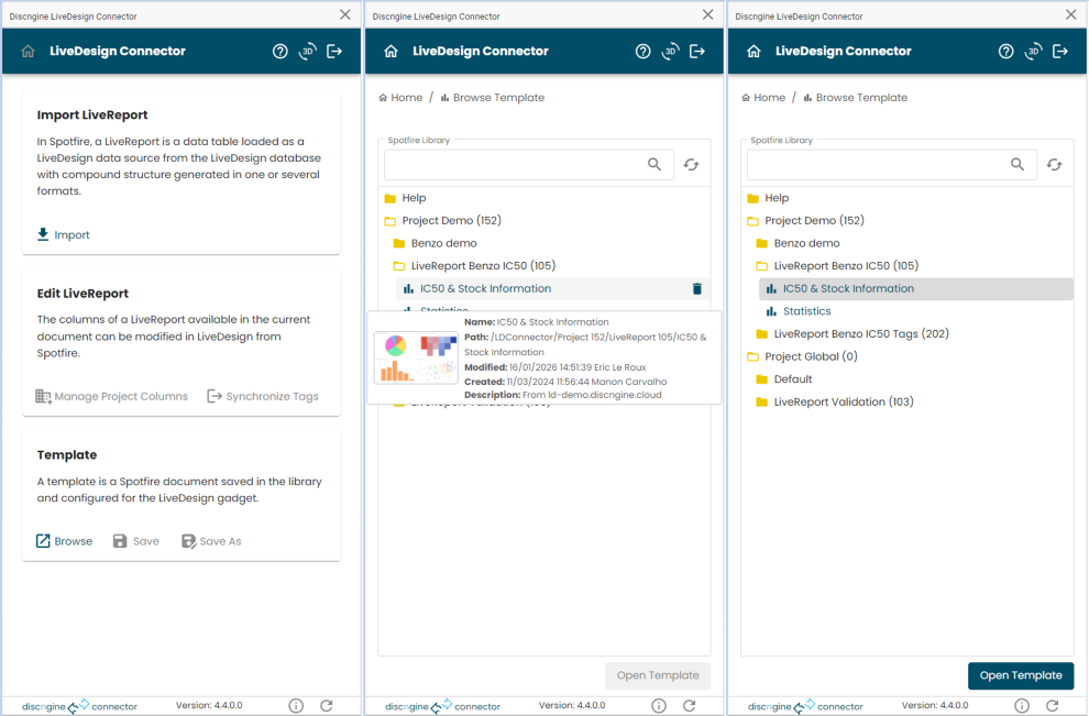 LiveDesign Connector Browse Template