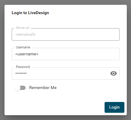 LiveDesign Connector Login