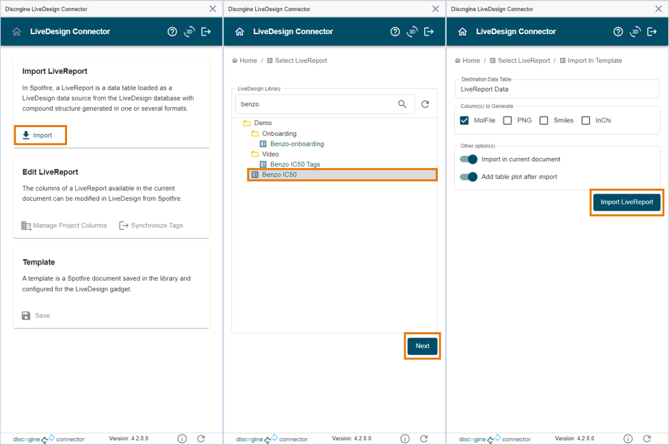 LiveDesign Connector Import Flow