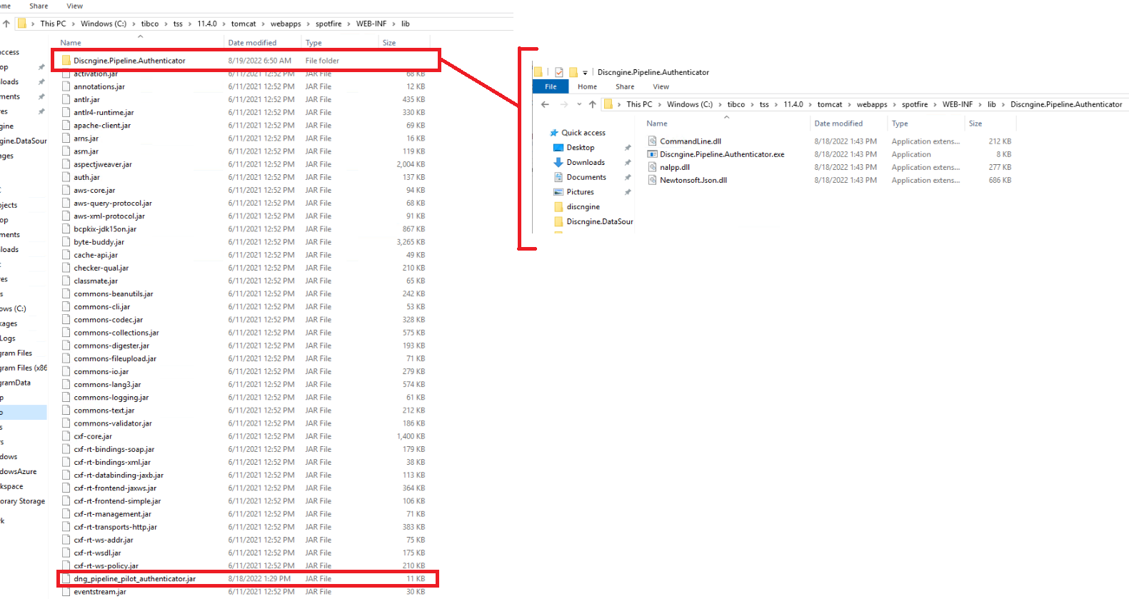 Spotfire Authenticator Jar and SubFolder After copy
