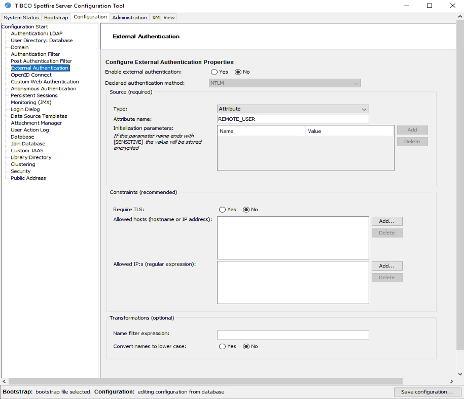 TIBCO Spotfire® Server Configuration Tool