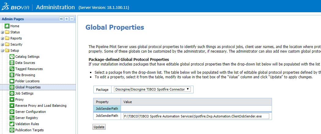 Pipeline Pilot settings for the Discngine Automation
