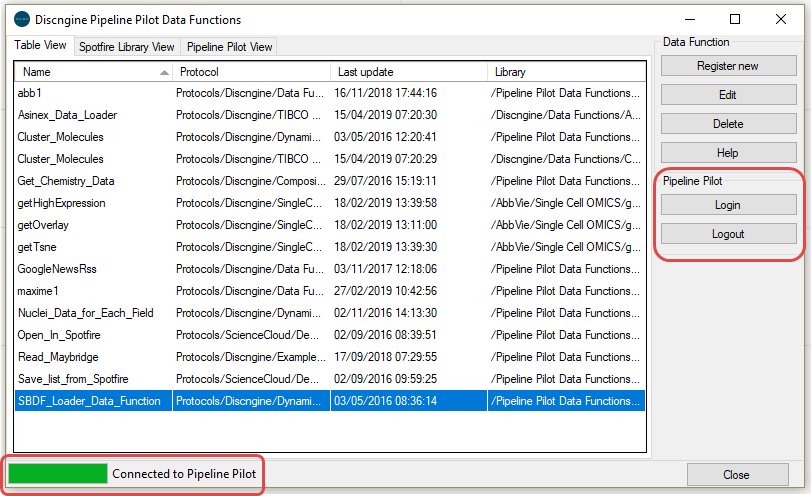 Register Pipeline Pilot Data Functions