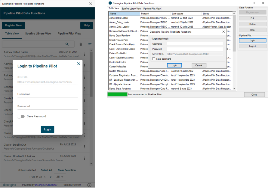 Data functions Pipeline Pilot login