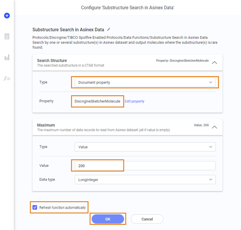 Data Function input parameters