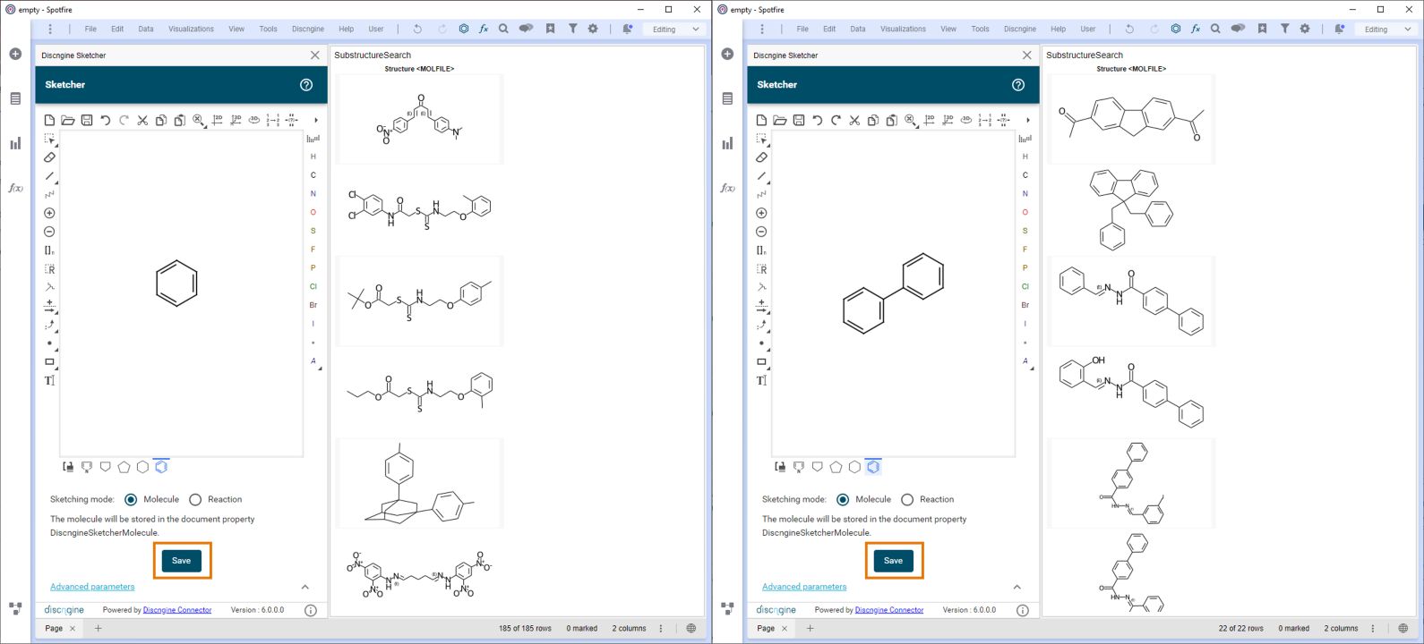 Sketcher molecule searched
