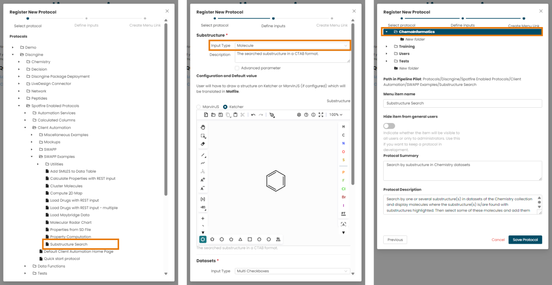 Register Substructure Search protocol in the SWAPP