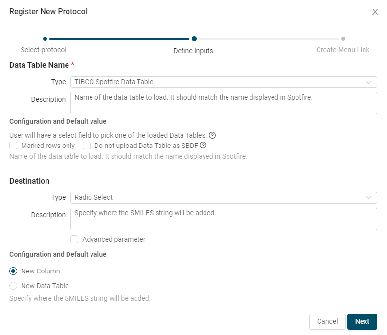 Register a new protocol - Step 2