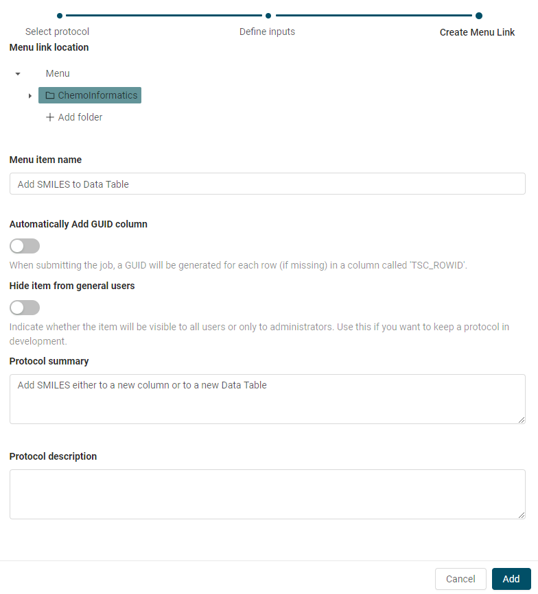 Register a new protocol - Step 3